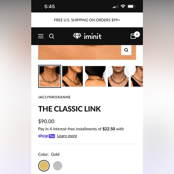 Jaclyn Roxanne Classic Link Necklace (Gold) - Picture 2 of 3